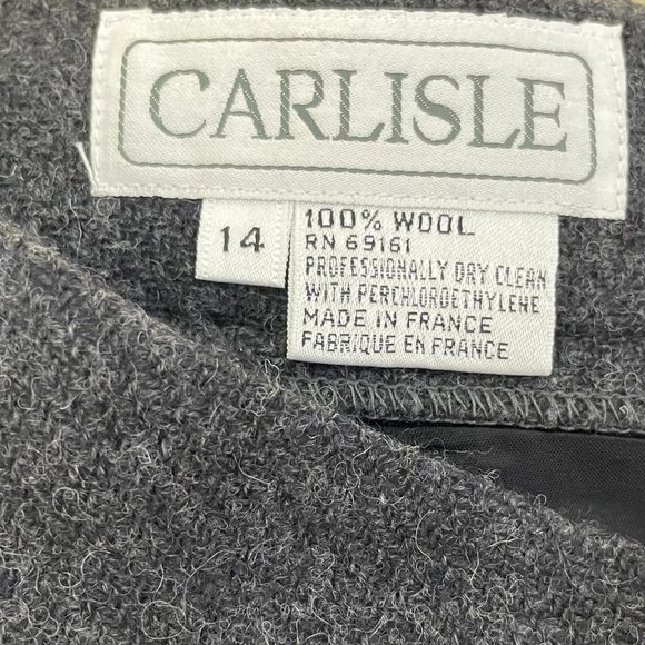 Vintage Carlisle Wool Faux Wrap Midi Skirt Dark Academia Old Money Quiet Luxury - Picture 7 of 7